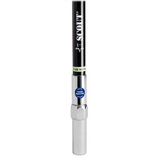 Scout 8' QuickFit Black VHF Antenna w/5M Cable + FME Quick 6 Foam Filled 6db Solid Brass  Copper Element [PF AN NVHF00042T]