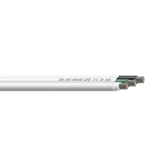 Sea-Dog 10/3 AWG Flat Triplex Wire - White/Green/Black - 100' [8010302]