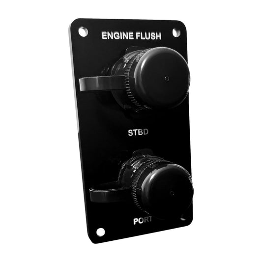 Flushmaster Vertical Dual Outlet Flush Port Reroute - Black Acrylic - 3/8" Barb [SM-QCR2BV38]