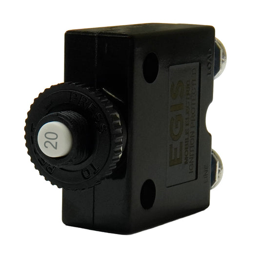 Egis 20A Push Button Panel Mount Circuit Breaker - Screw Terminals [4710-20]