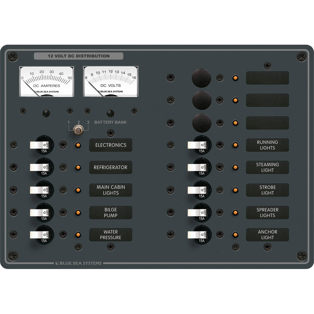 Blue Sea 8068 DC 13 Position Toggle Branch Circuit Breaker Panel - White Switches [8068] - First Stop Marine