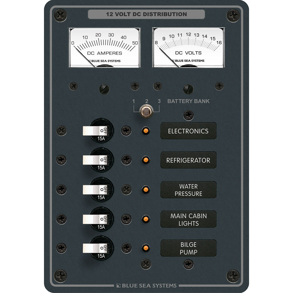 Blue Sea 8081 DC 5 Position Toggle Branch Circuit Breaker Panel - White Switches [8081] - First Stop Marine