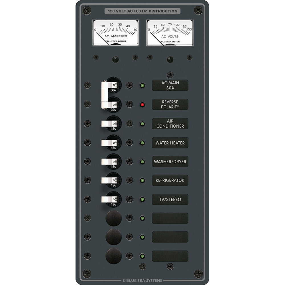 Blue Sea 8074 AC Main +8 Positions Toggle Circuit Breaker Panel - White Switches [8074] - First Stop Marine