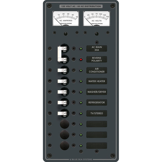 Blue Sea 8074 AC Main +8 Positions Toggle Circuit Breaker Panel - White Switches [8074] - First Stop Marine