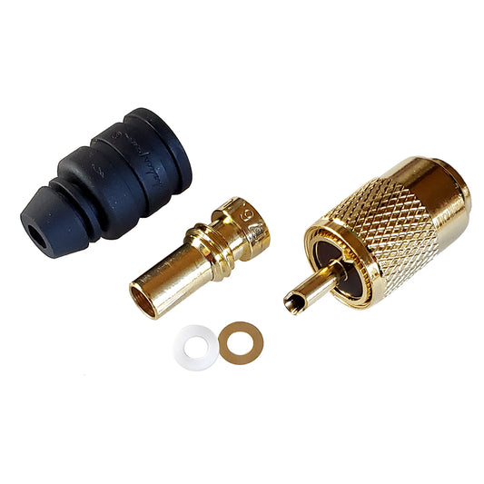 Shakespeare PL-259-58-G Gold Solder-Type Connector w/UG175 Adapter & DooDad Cable Strain Relief f/RG-58x [PL-259-58-G] - First Stop Marine