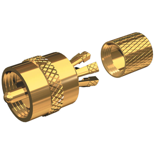 Shakespeare PL-259-CP-G - Solderless PL-259 Connector for RG-8X or RG-58/AU Coax - Gold Plated [PL-259-CP-G] - First Stop Marine