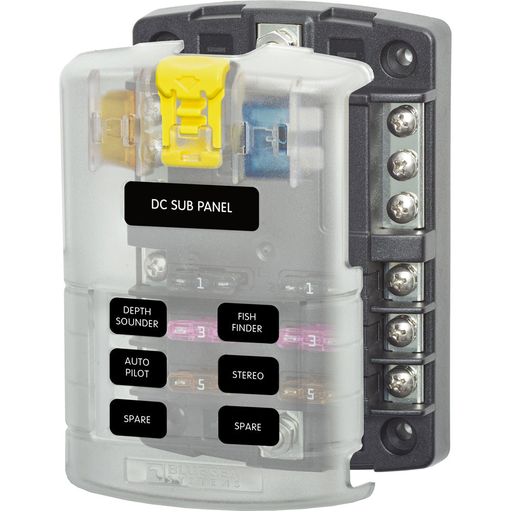 Blue Sea 5025 ST Blade Fuse Block w/Cover - 6 Circuit w/Negative Bus [5025] - First Stop Marine