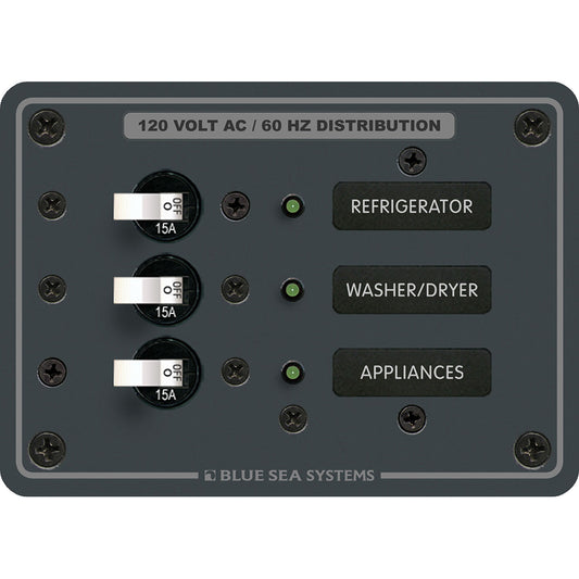 Blue Sea 8058 AC 3 Position Toggle Circuit Breaker Panel - White Switches [8058] - First Stop Marine