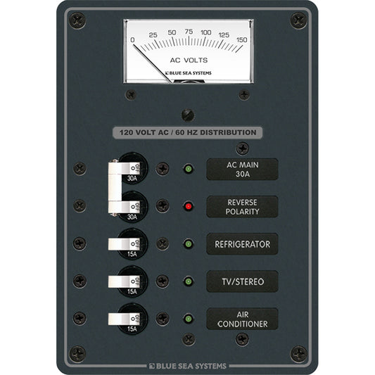 Blue Sea 8043 AC Main +3 Positions Toggle Circuit Breaker Panel - White Switches [8043] - First Stop Marine