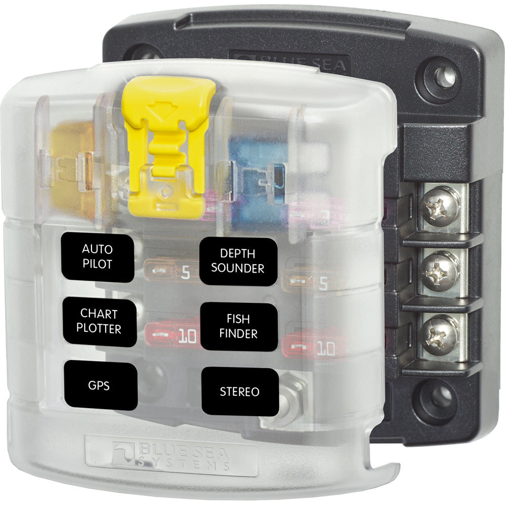 Blue Sea 5028 ST Blade Fuse Block w/ Cover - 6 Circuit without Negative Bus [5028] - First Stop Marine