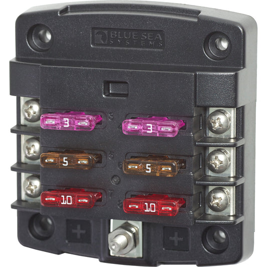 Blue Sea 5033 ST Blade Fuse Block w/out Cover - 6 Circuit w/out Negative Bus [5033] - First Stop Marine