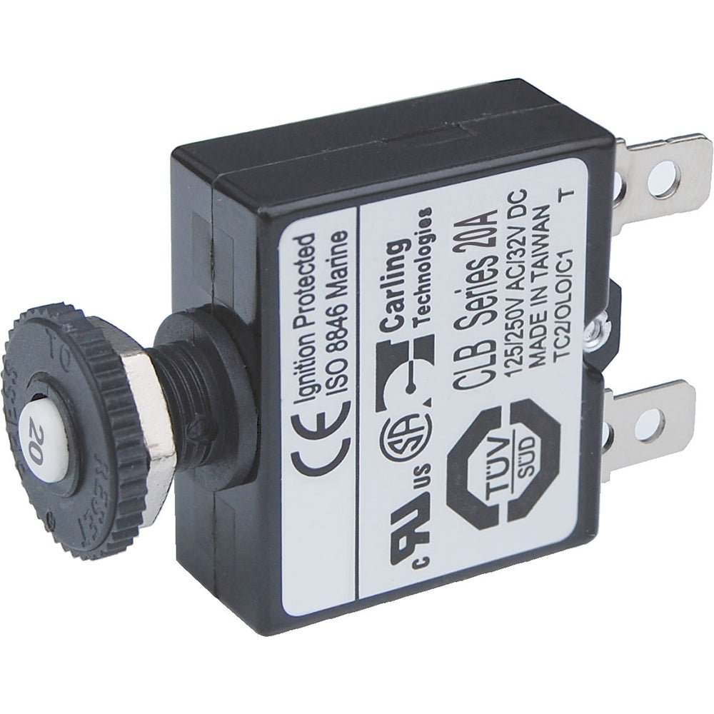 Blue Sea 7057 20A Push Button Thermal with Quick Connect Terminals [7057] - First Stop Marine