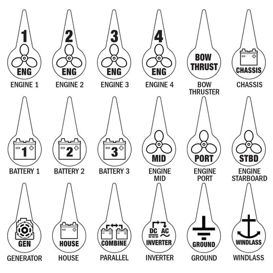 Blue Sea 7902 Icon Circuit Identification Label Kit for Battery Switches [7902] - First Stop Marine