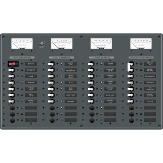 Blue Sea 8095 AC Main +8 Positions / DC Main +29 Positions Toggle Circuit Breaker Panel   (White Switches) [8095] - First Stop Marine