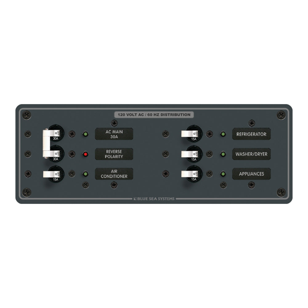 Blue Sea 8099 AC Main +4 Positions Toggle Circuit Breaker Panel  (White Switches) [8099] - First Stop Marine