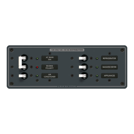 Blue Sea 8099 AC Main +4 Positions Toggle Circuit Breaker Panel  (White Switches) [8099] - First Stop Marine