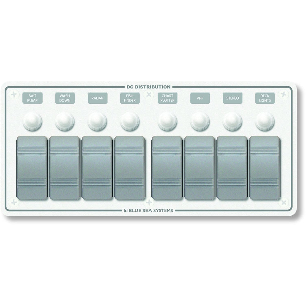 Blue Sea 8271 Water Resistant Panel - 8 Position - White - Horizontal Mount [8271] - First Stop Marine