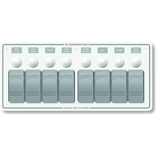 Blue Sea 8271 Water Resistant Panel - 8 Position - White - Horizontal Mount [8271] - First Stop Marine