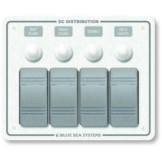 Blue Sea 8272 Water Resistant Panel - 4 Position - White - Horizontal Mount [8272] - First Stop Marine