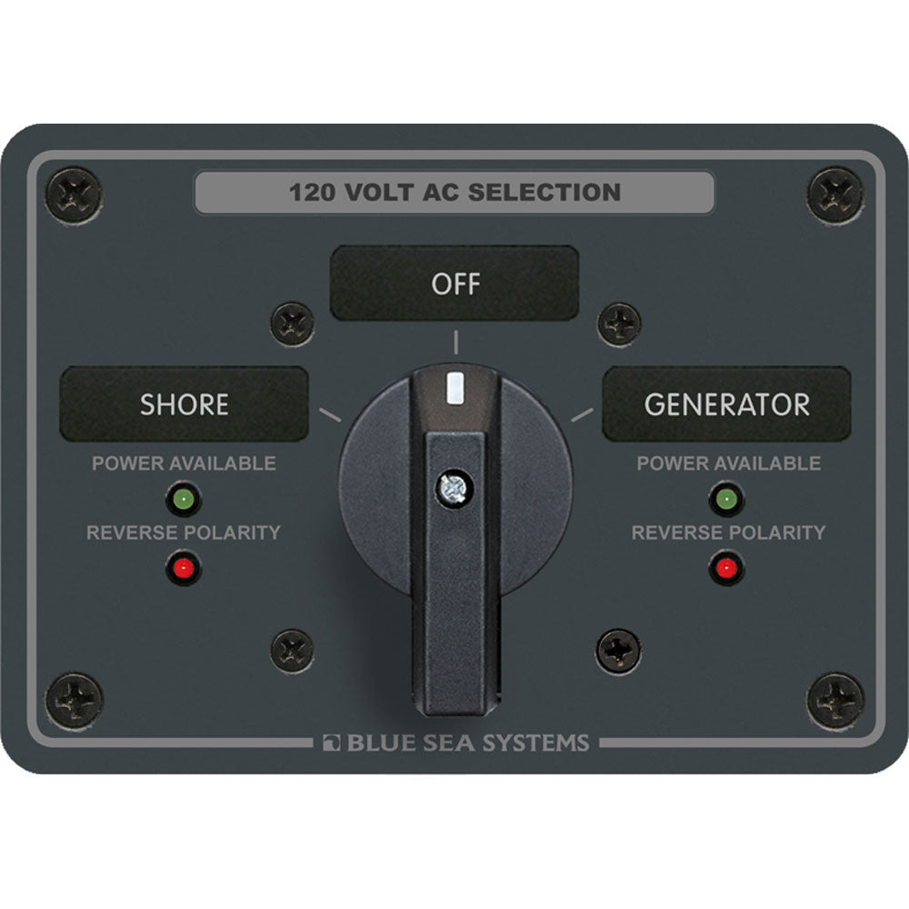 Blue Sea 8365 AC Rotary Switch Panel 65 Ampere 2 Positions + OFF, 2 Pole [8365] - First Stop Marine