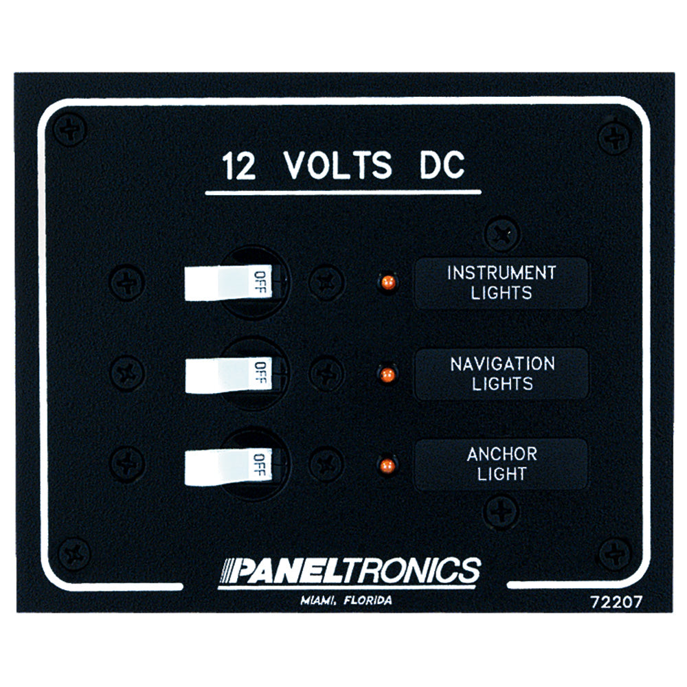 Paneltronics Standard DC 3 Position Breaker Panel w/LEDs [9972207B] - First Stop Marine