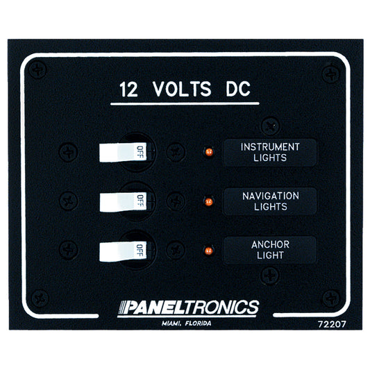 Paneltronics Standard DC 3 Position Breaker Panel w/LEDs [9972207B] - First Stop Marine