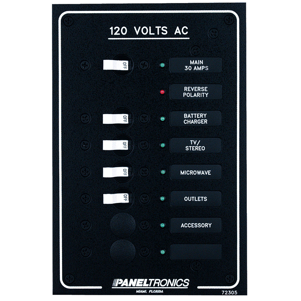 Paneltronics Standard AC 6 Position Breaker Panel & Main w/LEDs [9972305B] - First Stop Marine