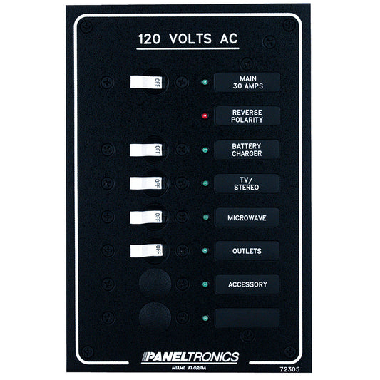 Paneltronics Standard AC 6 Position Breaker Panel & Main w/LEDs [9972305B] - First Stop Marine