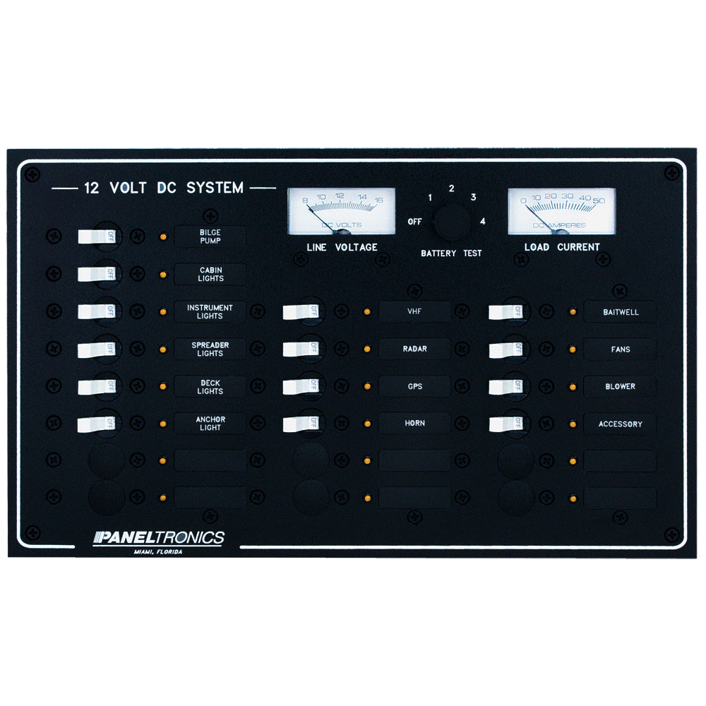 Paneltronics Standard DC 20 Position Breaker Panel & Meter [9973210B] - First Stop Marine