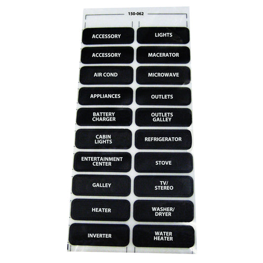 Paneltronics AC-20 Assorted Label Sheet [150-062] - First Stop Marine