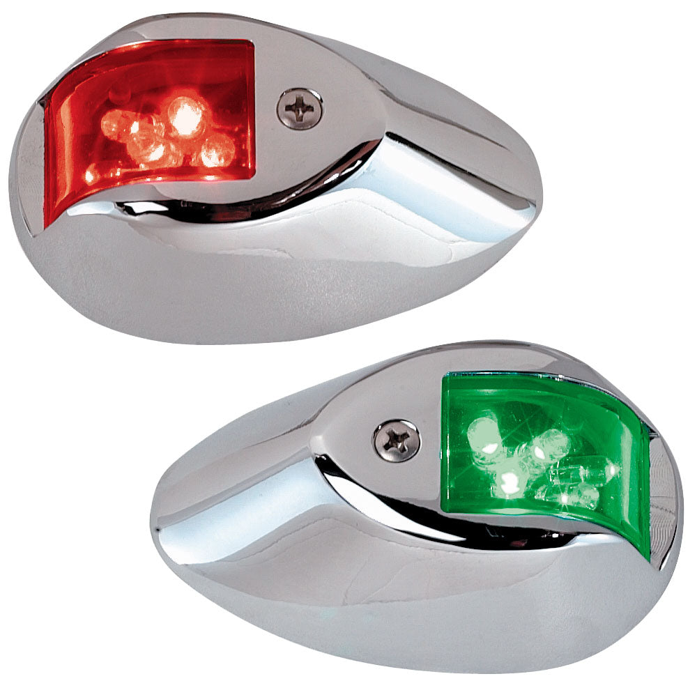 Perko LED Sidelights - Red/Green - 12V - Chrome Plated Housing [0602DP1CHR] - First Stop Marine