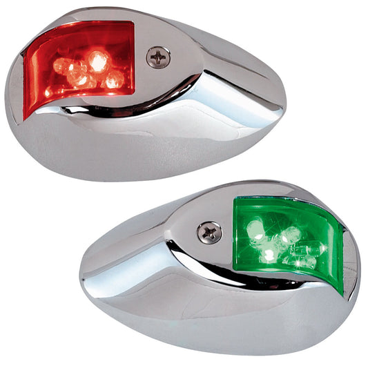 Perko LED Sidelights - Red/Green - 12V - Chrome Plated Housing [0602DP1CHR] - First Stop Marine