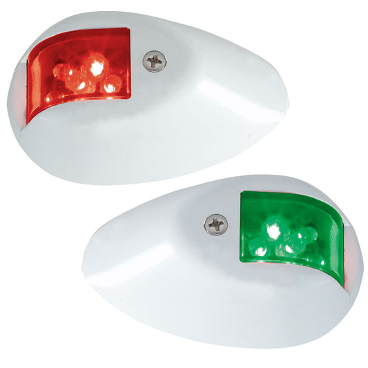 Perko LED Side Lights - Red/Green - 12V - White Epoxy Coated Housing [0602DP1WHT] - First Stop Marine