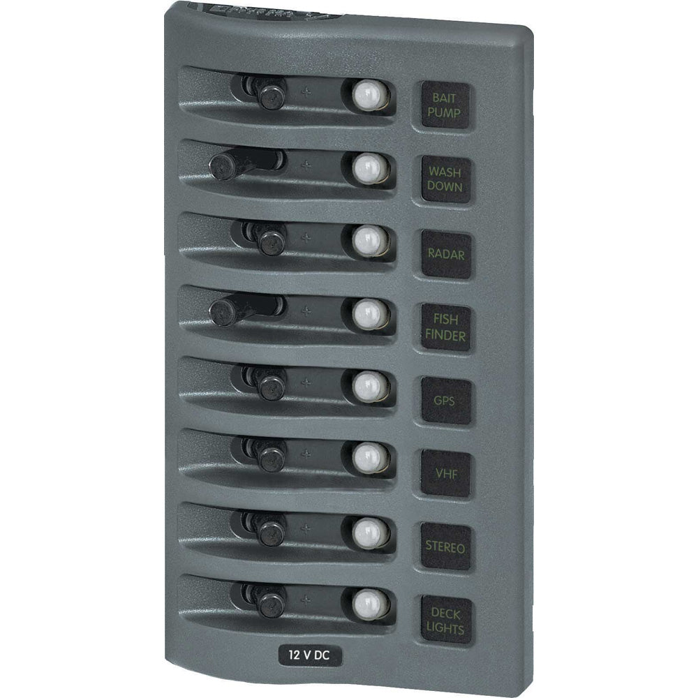 Blue Sea 4378 WeatherDeck Water Resistant Circuit Breaker Panel - 8 Position - Grey [4378] - First Stop Marine