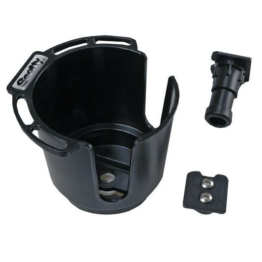 Scotty 311 Drink Holder w/Bulkhead/Gunnel Mount & Rod Holder Post Mount - Black [311-BK] - First Stop Marine