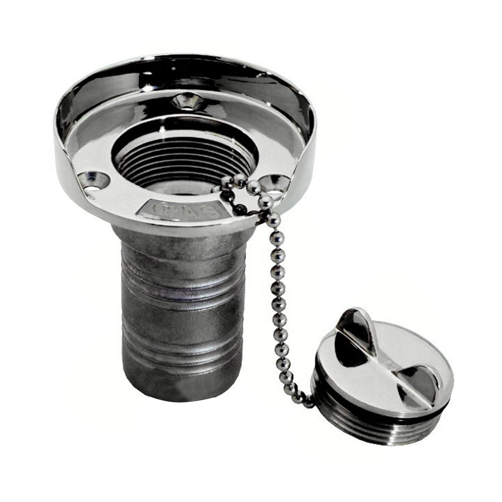 Whitecap Gas Hose Deck Fill w/Splash Guard - 1-1/2" Chain [6001] - First Stop Marine