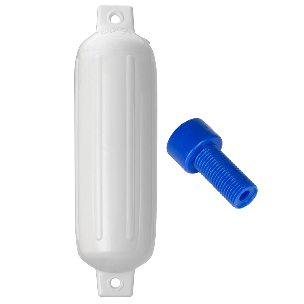 Polyform G-3 Twin Eye Fender 5.5" x 19" - White w/Adapter [G-3-WHITE] - First Stop Marine