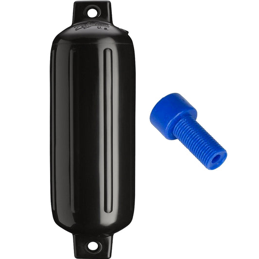 Polyform G-4 Twin Eye Fender 6.5" x 22" - Black w/Adapter [G-4-BLACK] - First Stop Marine