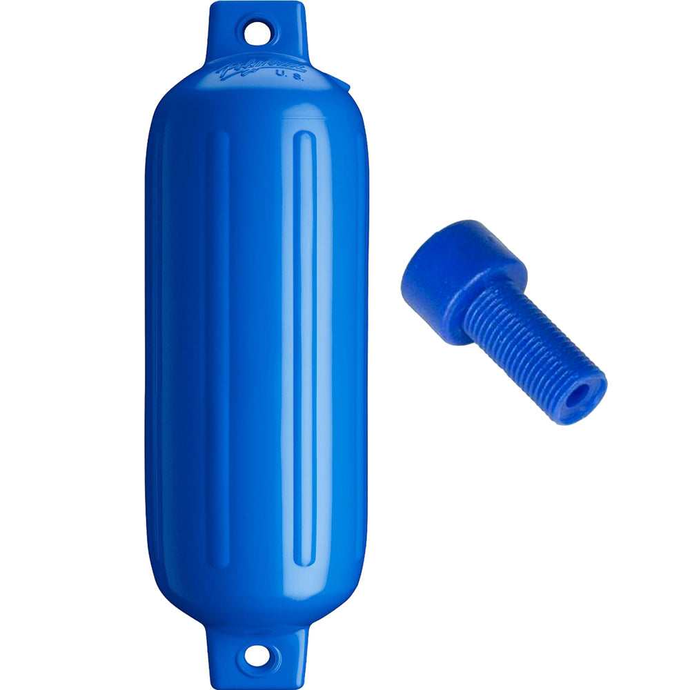 Polyform G-4 Twin Eye Fender 6.5" x 22" - Blue w/Adapter [G-4-BLUE] - First Stop Marine