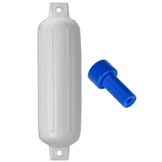 Polyform G-4 Twin Eye Fender 6.5" x 22" White w/Adapter [G-4-WHITE] - First Stop Marine