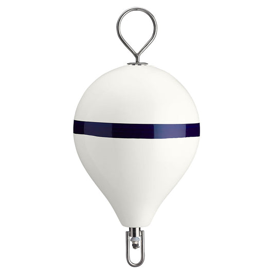 Polyform 17" CM Mooring Buoy w/SS Iron - White Blue Stripe [CM-3SS W-STR] - First Stop Marine