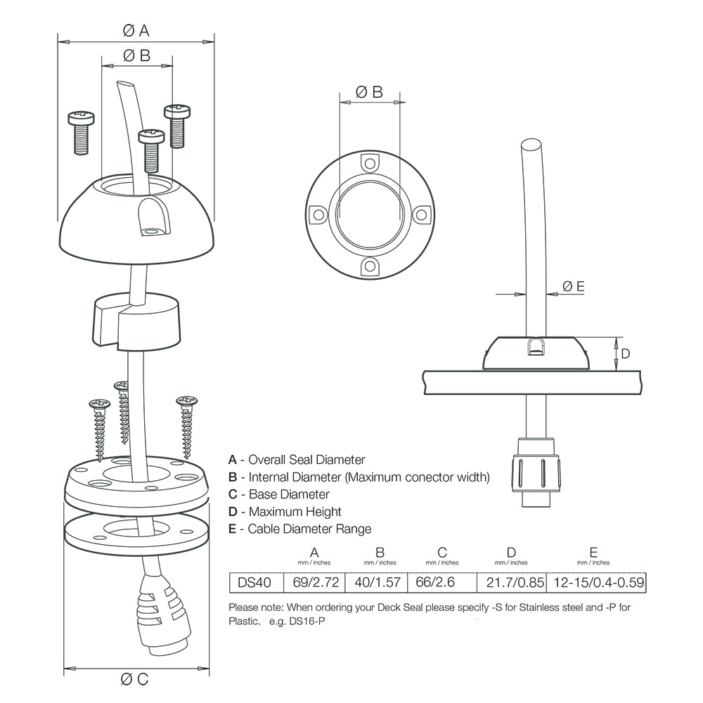 Scanstrut DS40-P Vertical Cable Seal [DS40-P] - First Stop Marine