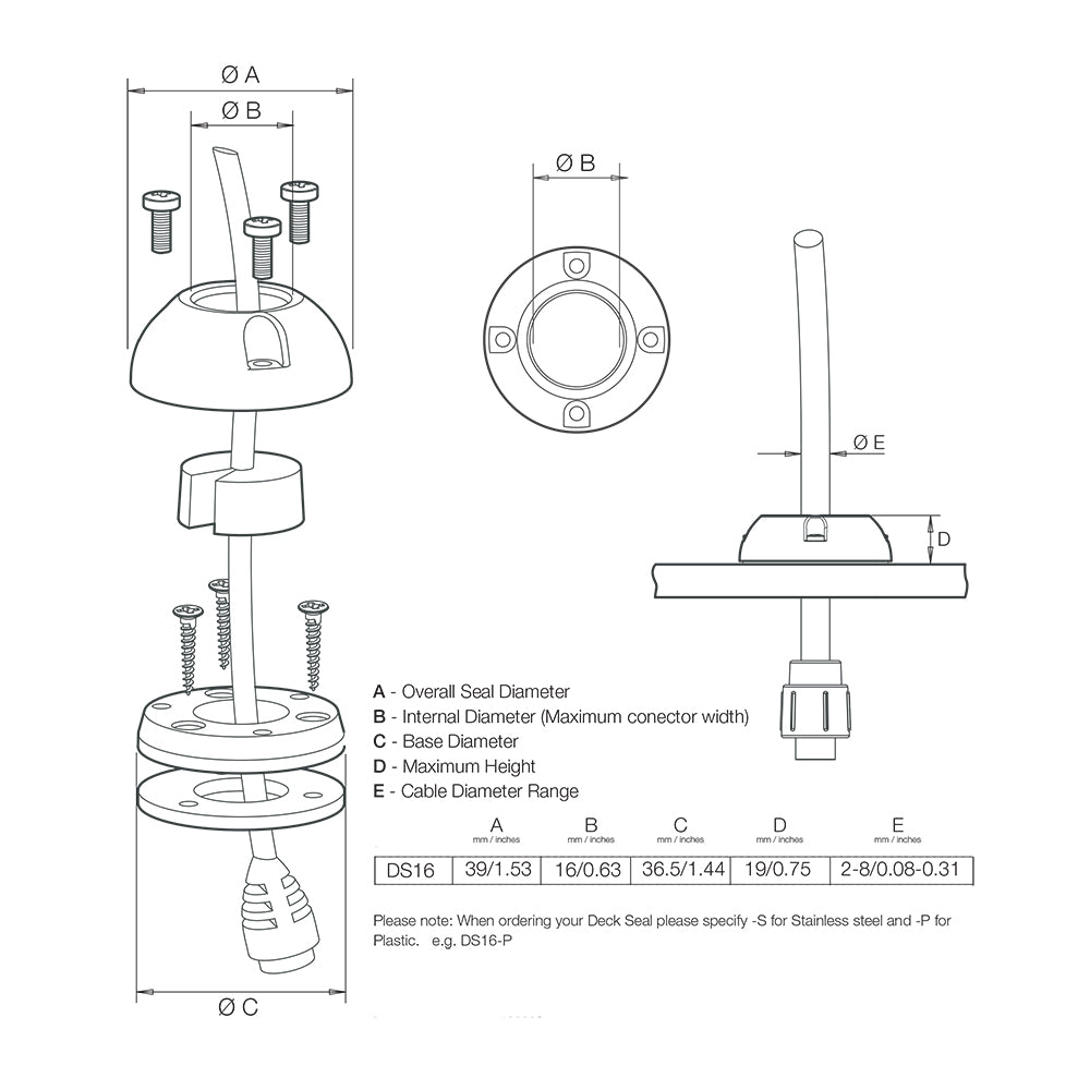 Scanstrut DS16-S Vertical Cable Seal - Stainless Steel [DS16-S] - First Stop Marine