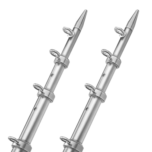 TACO 15' Telescopic Outrigger Poles HD 1-1/2" - Silver/Silver [OT-0542VEL15-HD] - First Stop Marine