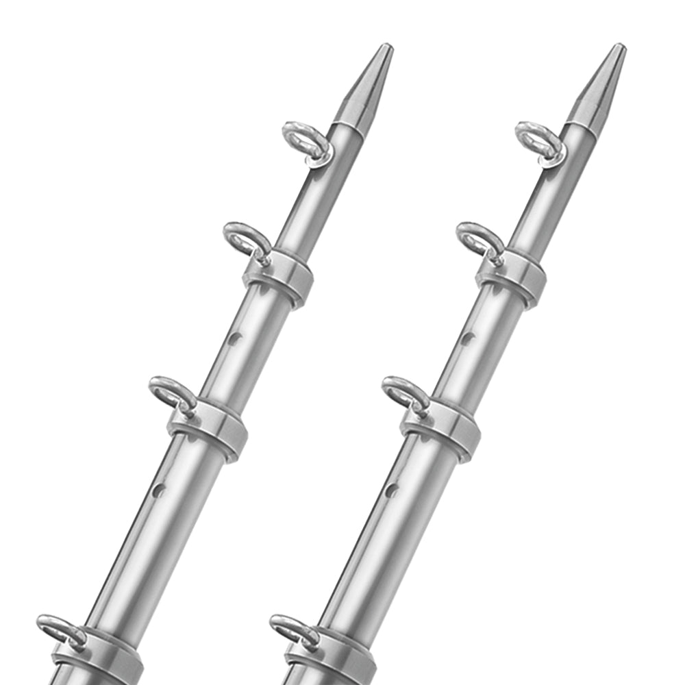 TACO 18' Telescopic Outrigger Poles HD 1-1/2" - Silver/Silver [OT-0552VEL186] - First Stop Marine