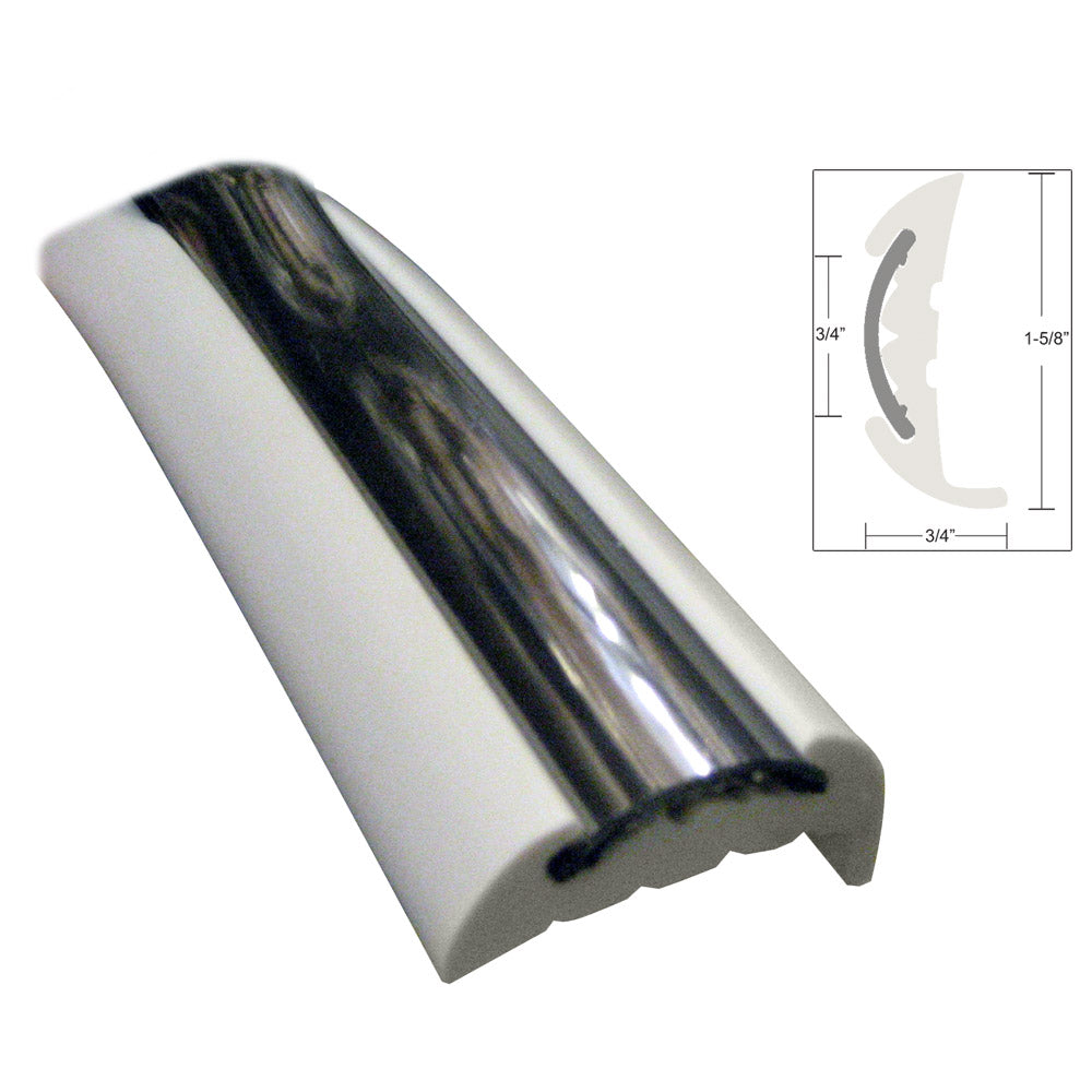 TACO Semi-Rigid Rub Rail Kit - White w/Flex Chrome Insert - 70' [V11-9811WCM70-2] - First Stop Marine