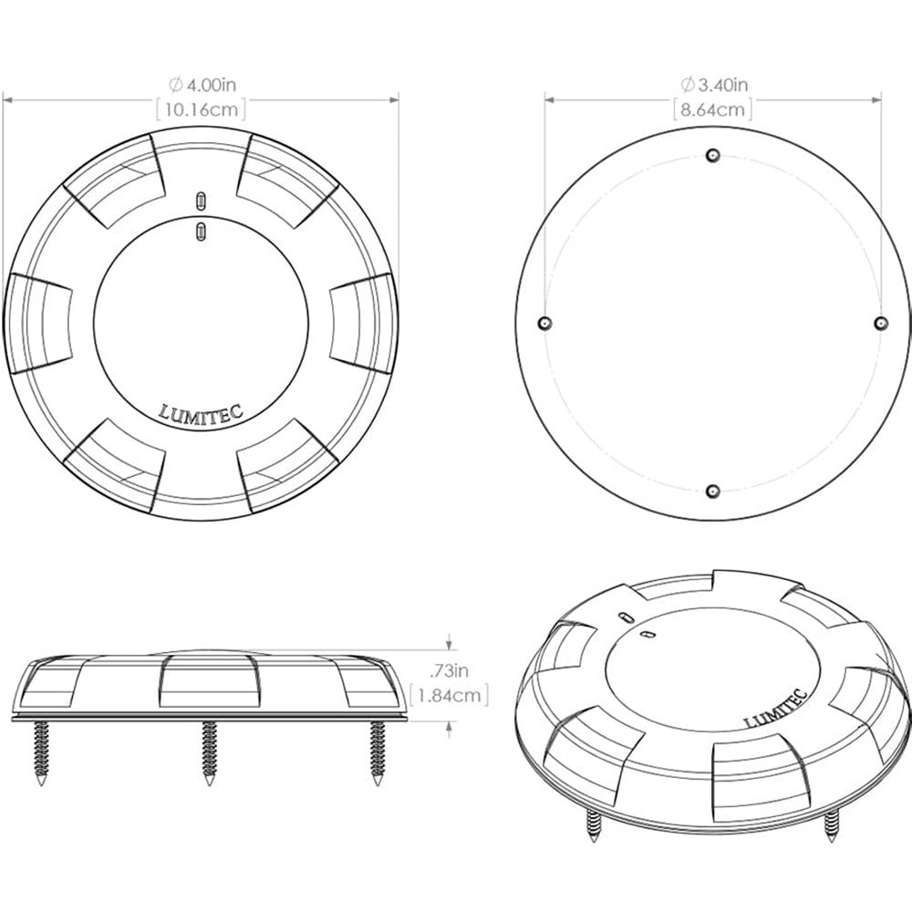 Lumitec Aurora LED Dome Light - White Finish - White/Red Dimming [101076] - First Stop Marine