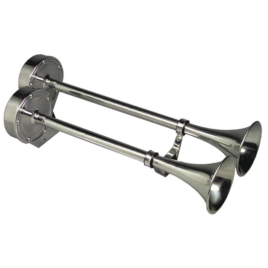 Schmitt Marine Deluxe All-Stainless Dual Trumpet Horn - 12V [10028] - First Stop Marine