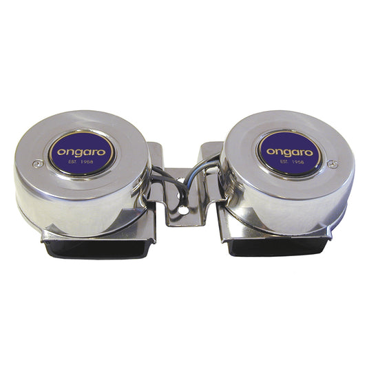 Schmitt Marine Ongaro All-Stainless Mini Compact Twin Horn - 12V [10002] - First Stop Marine