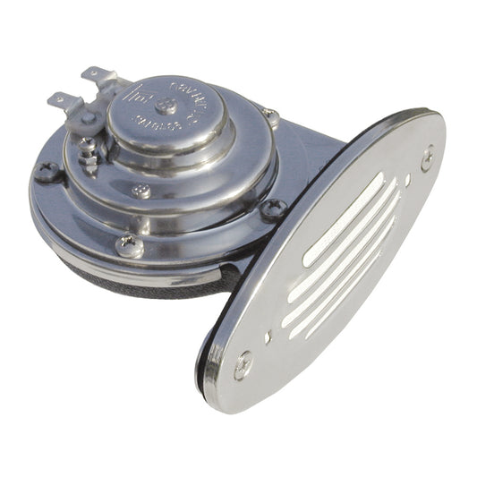 Schmitt Marine Mini Stainless Steel Single Drop-In Horn w/Stainless Steel Grill - 12V High Pitch [10051] - First Stop Marine